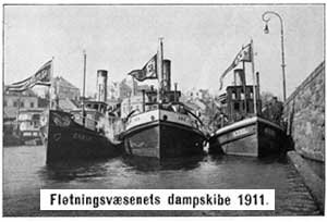 Bilde: Skiensvassdragets fællesfløtningsforenings tre dampskip, 1911